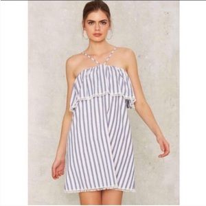 English Factory Striped Halter Ruffle Dress